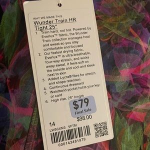 Lululemon Wunder Train High Rise Tight 25 Vivid Floral Tone Multi NWT